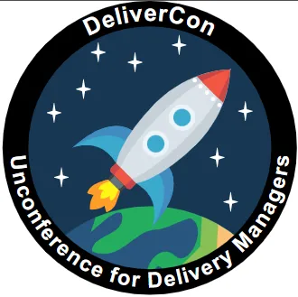The deliver con logo, which is a rocket space moving through space above the planet earth